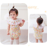 Load image into Gallery viewer, Baby Girls Flower Embroidered Print Rompers Wholesale 230411279
