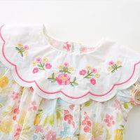 Load image into Gallery viewer, Baby Girls Flower Embroidered Print Rompers Wholesale 230411279
