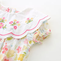 Load image into Gallery viewer, Baby Girls Flower Embroidered Print Rompers Wholesale 230411279
