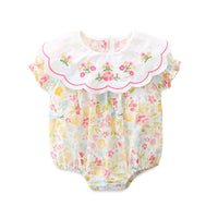 Load image into Gallery viewer, Baby Girls Flower Embroidered Print Rompers Wholesale 230411279
