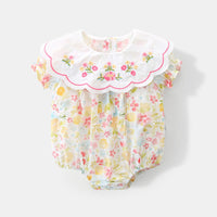Load image into Gallery viewer, Baby Girls Flower Embroidered Print Rompers Wholesale 230411279
