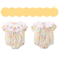 Load image into Gallery viewer, Baby Girls Flower Embroidered Print Rompers Wholesale 230411279
