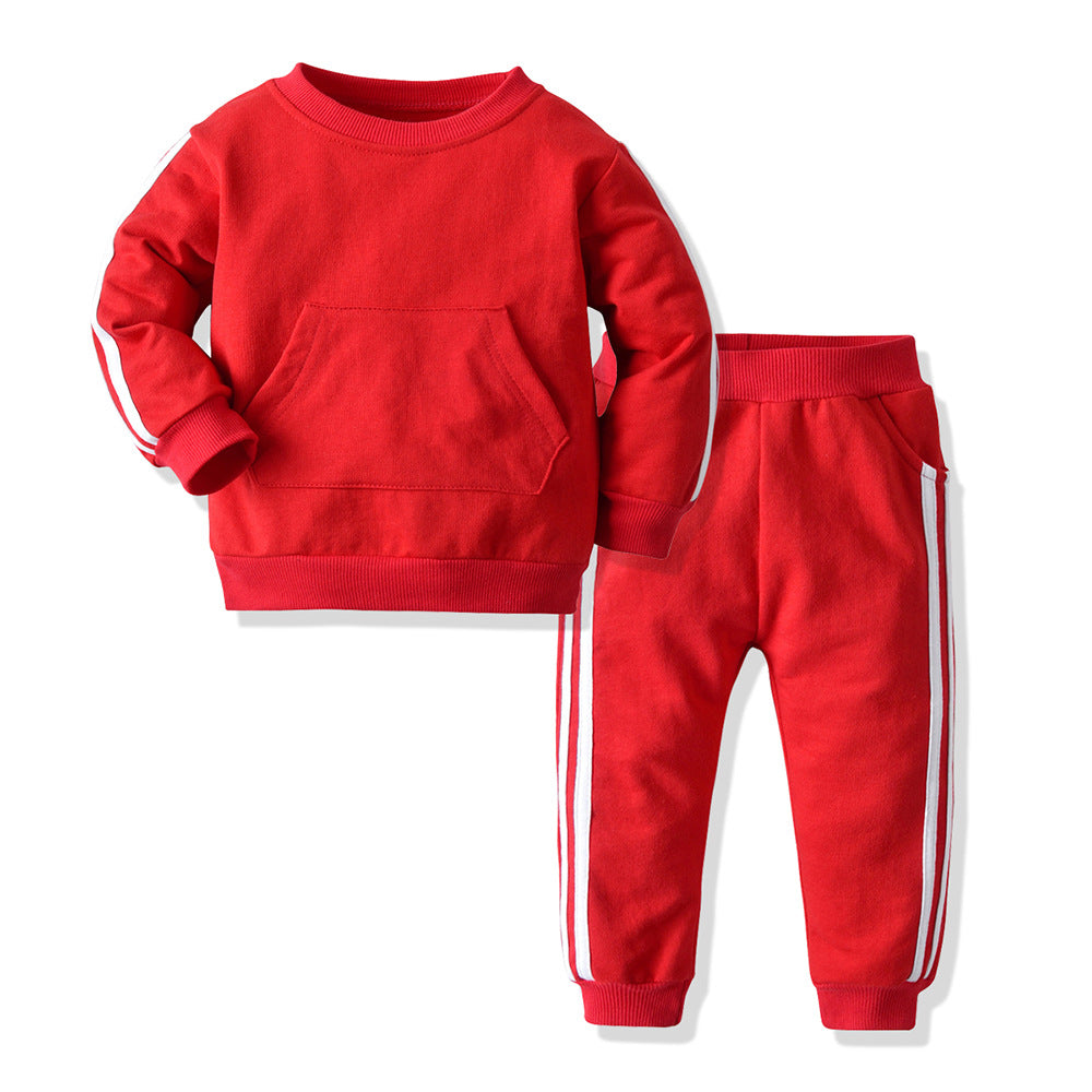 2 Pieces Set Baby Kid Boys Sports Striped Tops And Pants Wholesale 23041128