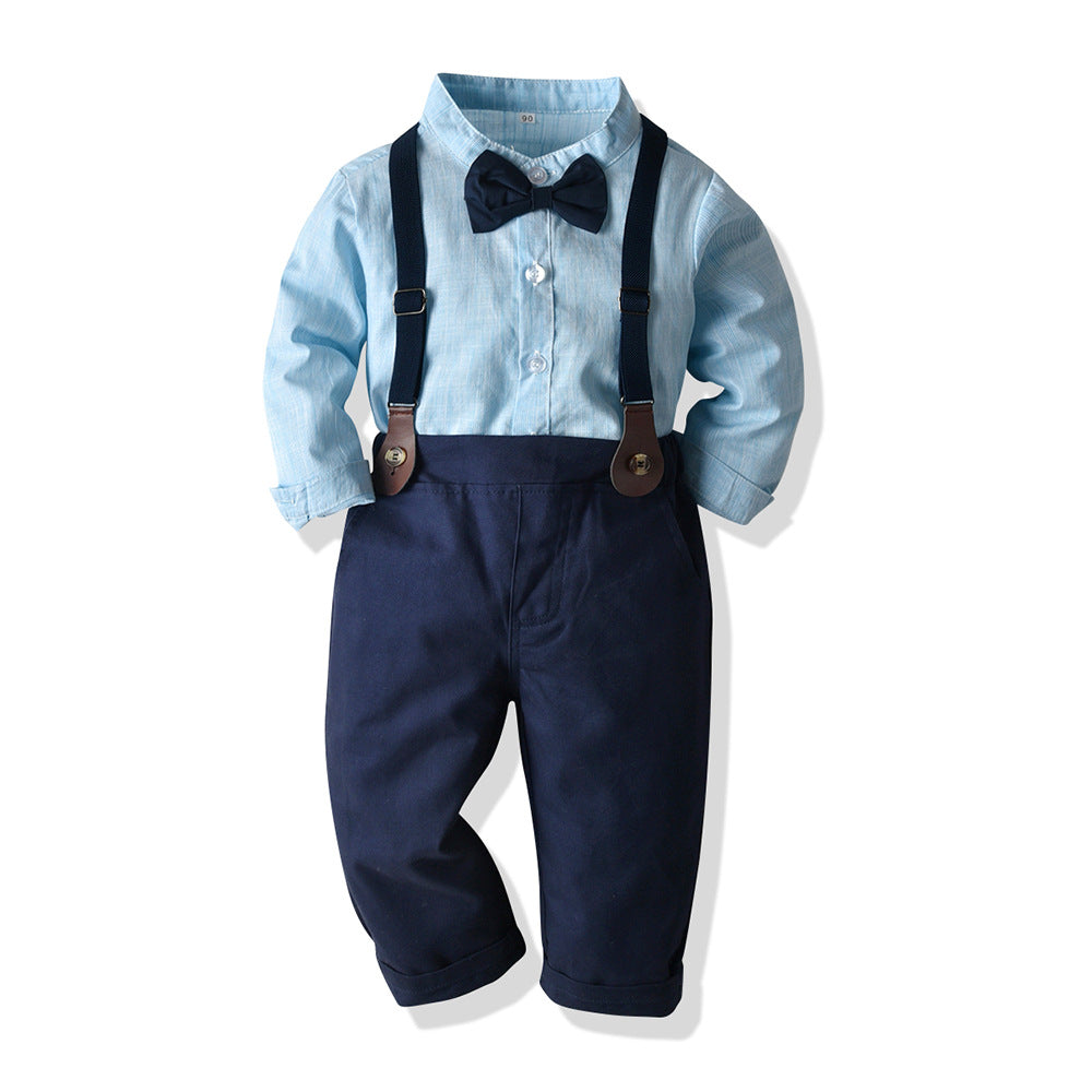 2 Pieces Set Baby Kid Boys Birthday Party Solid Color Bow Shirts And Jumpsuits Wholesale 23041129