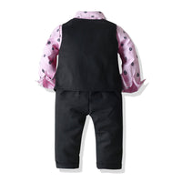 Load image into Gallery viewer, 3 Pieces Set Baby Kid Boys Birthday Party Bow Print Shirts And Solid Color Vests Waistcoats And Pants Wholesale 23041130
