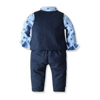 Load image into Gallery viewer, 3 Pieces Set Baby Kid Boys Birthday Party Bow Print Shirts And Solid Color Vests Waistcoats And Pants Wholesale 23041130
