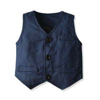Load image into Gallery viewer, 3 Pieces Set Baby Kid Boys Birthday Party Bow Print Shirts And Solid Color Vests Waistcoats And Pants Wholesale 23041130
