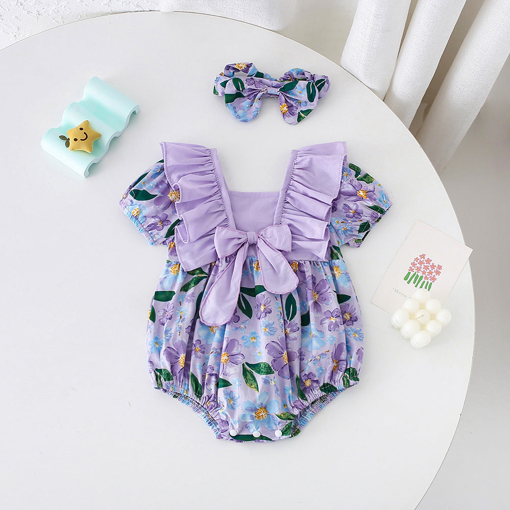 Baby Girls Flower Print Rompers Wholesale 230411313