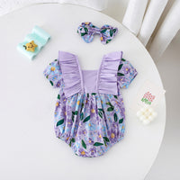 Load image into Gallery viewer, Baby Girls Flower Print Rompers Wholesale 230411313

