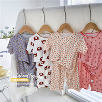 Load image into Gallery viewer, 2 Pieces Set Baby Kid Girls Flower Print T-Shirts And Pants Wholesale 230411318
