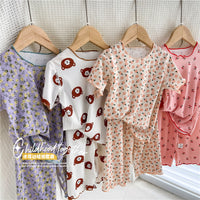 Load image into Gallery viewer, 2 Pieces Set Baby Kid Girls Flower Print T-Shirts And Pants Wholesale 230411318

