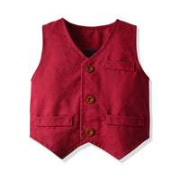 Load image into Gallery viewer, 3 Pieces Set Baby Kid Boys Birthday Bow Print Shirts And Solid Color Vests Waistcoats And Pants Wholesale 23041132

