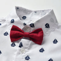 Load image into Gallery viewer, 3 Pieces Set Baby Kid Boys Birthday Bow Print Shirts And Solid Color Vests Waistcoats And Pants Wholesale 23041132
