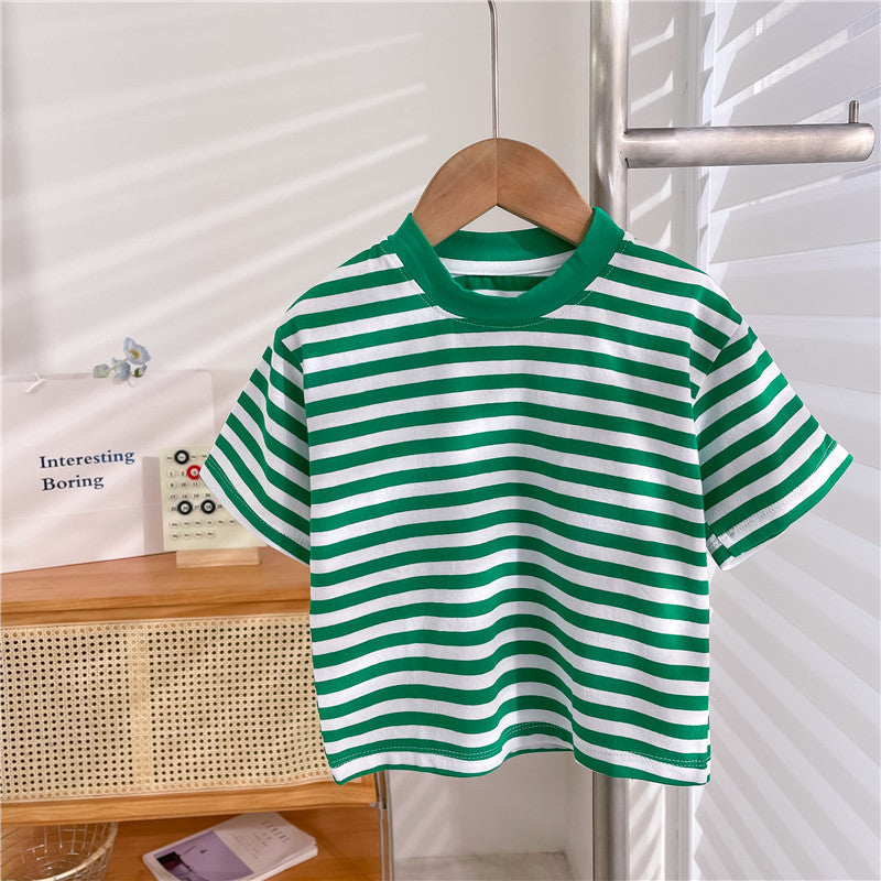 Baby Kid Girls Boys Striped Color-blocking T-Shirts Wholesale 230411323
