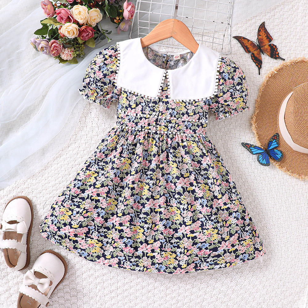 Baby Kid Girls Flower Print Dresses Wholesale 230411324