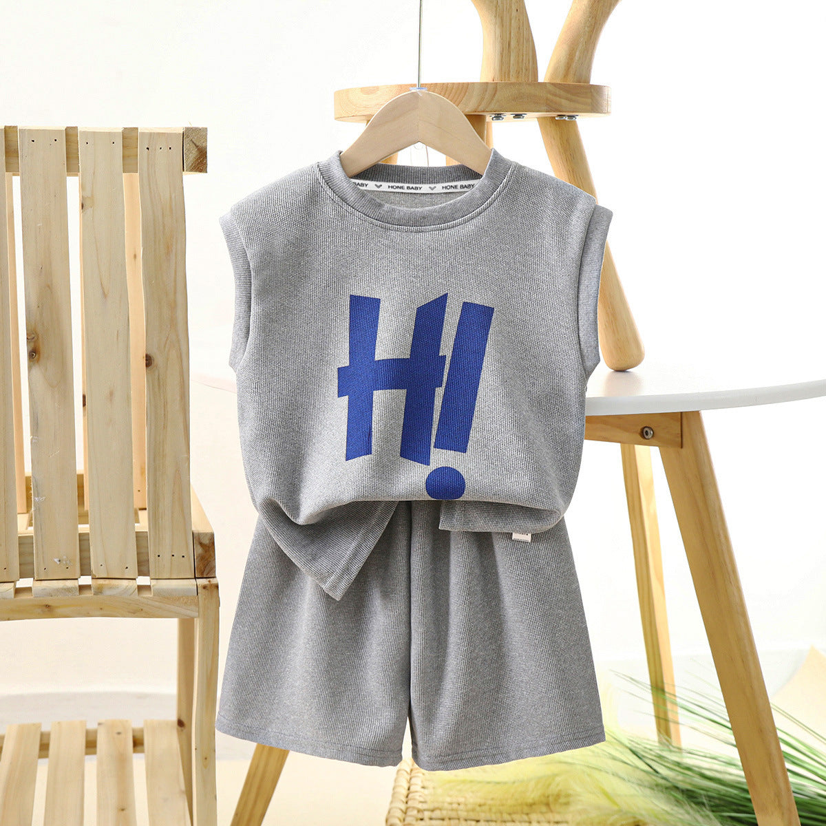 2 Pieces Set Baby Kid Unisex Letters Tank Tops And Solid Color Shorts Wholesale 230411336