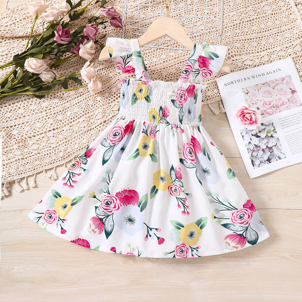 Baby Kid Girls Flower Print Dresses Wholesale 230411349