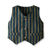 Load image into Gallery viewer, 3 Pieces Set Baby Kid Boys Birthday Party Solid Color Bow Shirts And Striped Vests Waistcoats And Pants Wholesale 23041137

