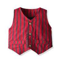 Load image into Gallery viewer, 3 Pieces Set Baby Kid Boys Birthday Party Solid Color Bow Shirts And Striped Vests Waistcoats And Pants Wholesale 23041137
