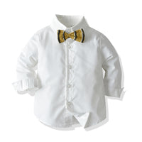 Load image into Gallery viewer, 3 Pieces Set Baby Kid Boys Birthday Party Solid Color Bow Shirts And Striped Vests Waistcoats And Pants Wholesale 23041137
