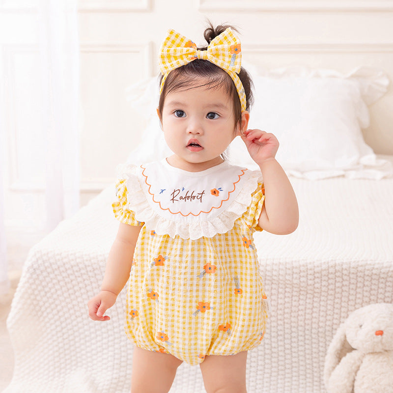 Baby Girls Flower Print Rompers Wholesale 230411372