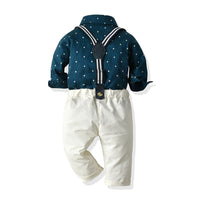 Load image into Gallery viewer, 2 Pieces Set Baby Kid Boys Birthday Star Print Shirts And Solid Color Pants Wholesale 23041138

