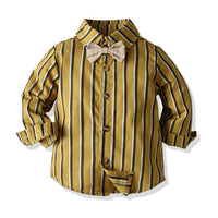 Load image into Gallery viewer, 2 Pieces Set Baby Kid Boys Striped Bow Shirts And Solid Color Jumpsuits Wholesale 23041140
