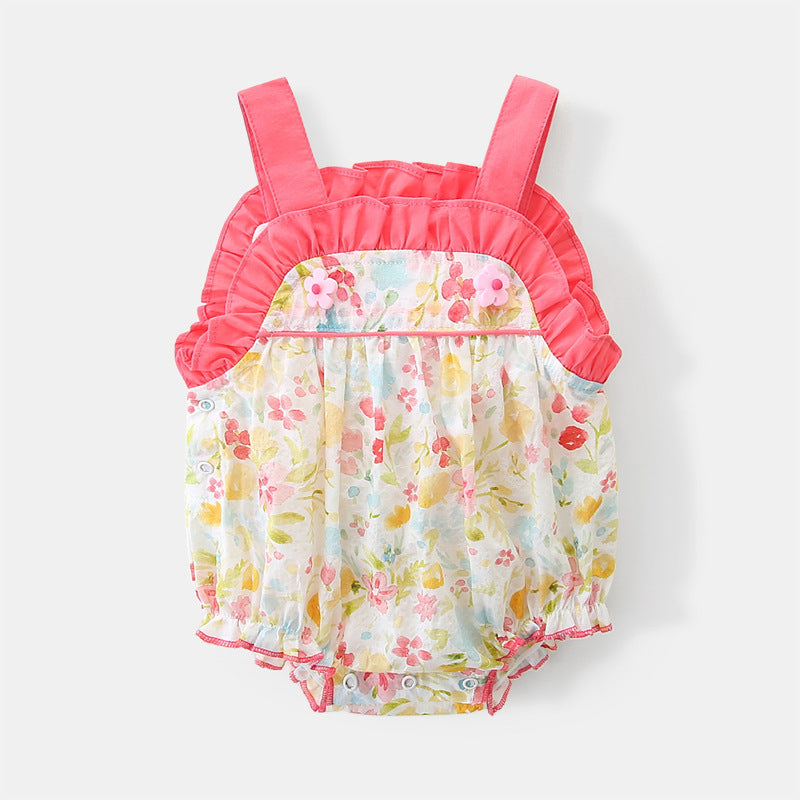 Baby Girls Flower Print Rompers Wholesale 230411400