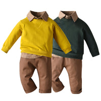 Load image into Gallery viewer, 3 Pieces Set Baby Kid Boys Solid Color Shirts And Tops And Pants Wholesale 23041141
