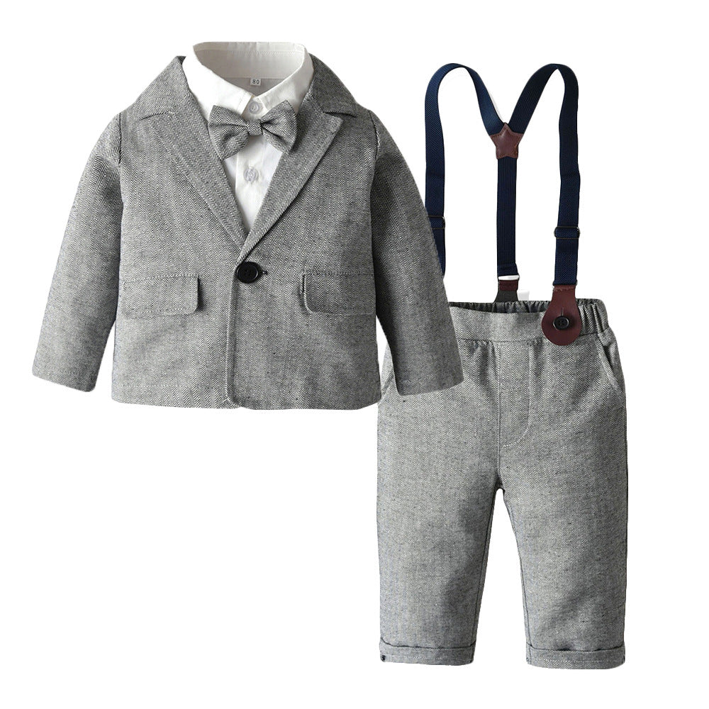 3 Pieces Set Baby Kid Boys Birthday Party Solid Color Bow Shirts And Jackets Outwears And Jumpsuits Wholesale 23041142