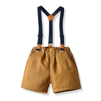 Load image into Gallery viewer, 2 Pieces Set Baby Kid Boys Checked Bow Shirts And Solid Color Shorts Wholesale 23041150
