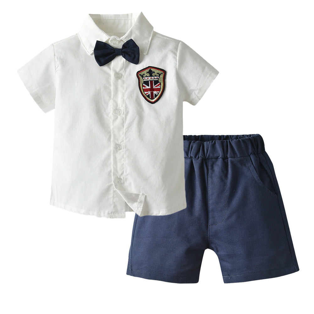 2 Pieces Set Baby Kid Boys Birthday Party Bow Shirts And Solid Color Shorts Wholesale 23041151