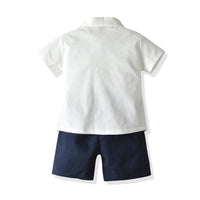 Load image into Gallery viewer, 2 Pieces Set Baby Kid Boys Birthday Party Bow Shirts And Solid Color Shorts Wholesale 23041151
