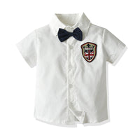 Load image into Gallery viewer, 2 Pieces Set Baby Kid Boys Birthday Party Bow Shirts And Solid Color Shorts Wholesale 23041151
