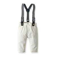 Load image into Gallery viewer, 2 Pieces Set Baby Kid Boys Birthday Party Bow Shirts And Striped Jumpsuits Wholesale 23041153
