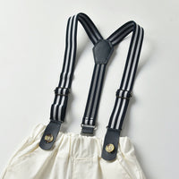 Load image into Gallery viewer, 2 Pieces Set Baby Kid Boys Birthday Party Bow Shirts And Striped Jumpsuits Wholesale 23041153
