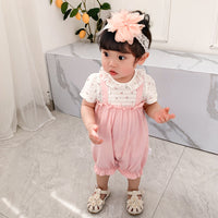 Load image into Gallery viewer, Baby Girls Color-blocking Flower Print Rompers Wholesale 23041154
