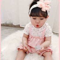 Load image into Gallery viewer, Baby Girls Color-blocking Flower Print Rompers Wholesale 23041154

