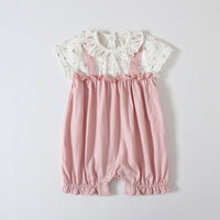 Load image into Gallery viewer, Baby Girls Color-blocking Flower Print Rompers Wholesale 23041154

