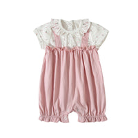 Load image into Gallery viewer, Baby Girls Color-blocking Flower Print Rompers Wholesale 23041154
