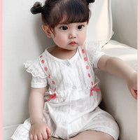 Load image into Gallery viewer, Baby Girls Bow Lace Rompers Wholesale 23041157
