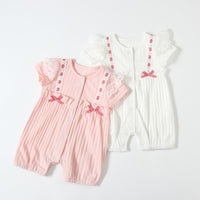 Load image into Gallery viewer, Baby Girls Bow Lace Rompers Wholesale 23041157
