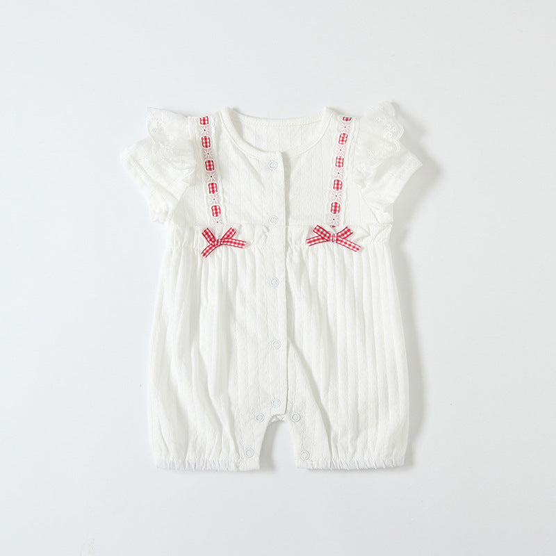 Baby Girls Bow Lace Rompers Wholesale 23041157