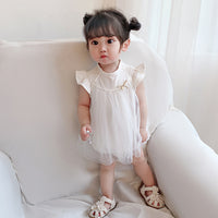 Load image into Gallery viewer, Baby Girls Solid Color Bow Rompers Wholesale 23041159
