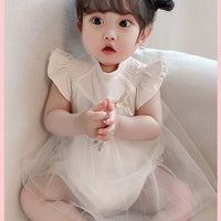 Load image into Gallery viewer, Baby Girls Solid Color Bow Rompers Wholesale 23041159
