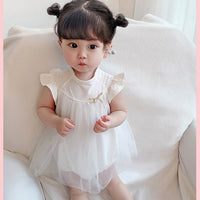 Load image into Gallery viewer, Baby Girls Solid Color Bow Rompers Wholesale 23041159
