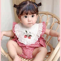 Load image into Gallery viewer, Baby Girls Fruit Checked Embroidered Rompers Wholesale 23041161
