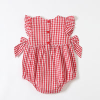 Load image into Gallery viewer, Baby Girls Fruit Checked Embroidered Rompers Wholesale 23041161
