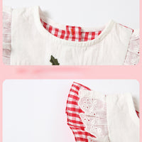 Load image into Gallery viewer, Baby Girls Fruit Checked Embroidered Rompers Wholesale 23041161
