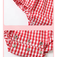 Load image into Gallery viewer, Baby Girls Fruit Checked Embroidered Rompers Wholesale 23041161
